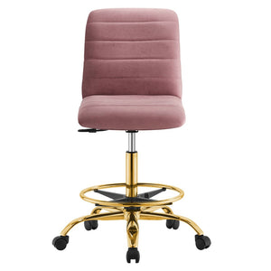 Modway Furniture Ripple Armless Performance Velvet Drafting Chair - Luxurious Comfort with Polished Gold Frame Gold Dusty Rose EEI-4976-GLD-DUS