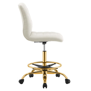 Modway Furniture Ripple Armless Performance Velvet Drafting Chair - Luxurious Comfort with Polished Gold Frame Gold Ivory EEI-4976-GLD-IVO