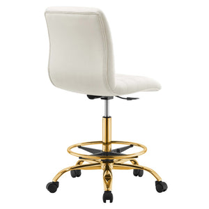 Modway Furniture Ripple Armless Performance Velvet Drafting Chair - Luxurious Comfort with Polished Gold Frame Gold Ivory EEI-4976-GLD-IVO