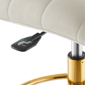 Modway Furniture Ripple Armless Performance Velvet Drafting Chair - Luxurious Comfort with Polished Gold Frame Gold Ivory EEI-4976-GLD-IVO