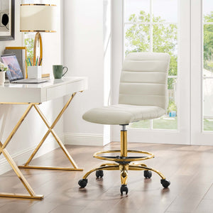 Modway Furniture Ripple Armless Performance Velvet Drafting Chair - Luxurious Comfort with Polished Gold Frame Gold Ivory EEI-4976-GLD-IVO