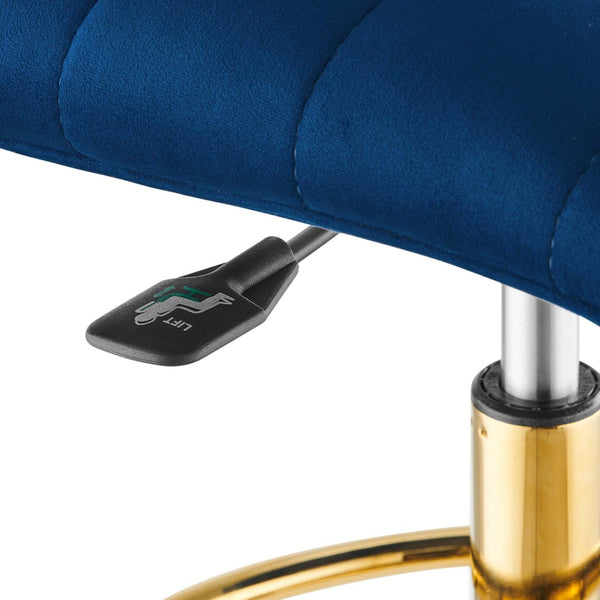 Modway Furniture Ripple Armless Performance Velvet Drafting Chair - Luxurious Comfort with Polished Gold Frame Gold Navy EEI-4976-GLD-NAV