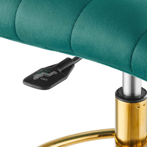 Modway Furniture Ripple Armless Performance Velvet Drafting Chair - Luxurious Comfort with Polished Gold Frame Gold Teal EEI-4976-GLD-TEA