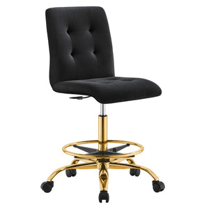 Modway Furniture Prim Armless Performance Velvet Drafting Chair – Modern Style, Adjustable Height, and Comfort Features Gold Black EEI-4977-GLD-BLK