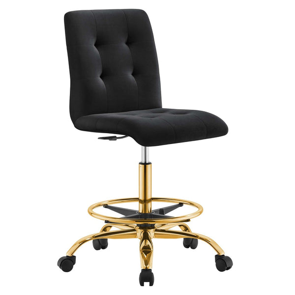 Modway Furniture Prim Armless Performance Velvet Drafting Chair – Modern Style, Adjustable Height, and Comfort Features Gold Black EEI-4977-GLD-BLK