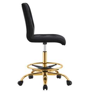 Modway Furniture Prim Armless Performance Velvet Drafting Chair – Modern Style, Adjustable Height, and Comfort Features Gold Black EEI-4977-GLD-BLK