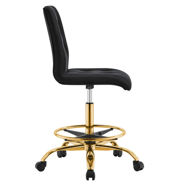 Modway Furniture Prim Armless Performance Velvet Drafting Chair – Modern Style, Adjustable Height, and Comfort Features Gold Black EEI-4977-GLD-BLK