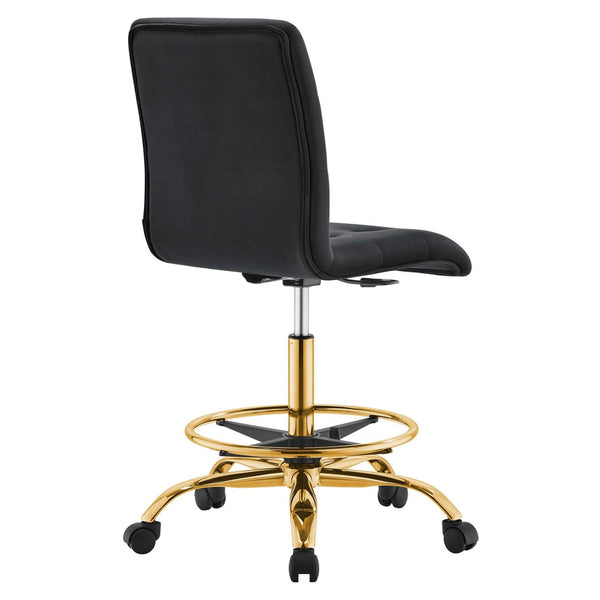 Modway Furniture Prim Armless Performance Velvet Drafting Chair – Modern Style, Adjustable Height, and Comfort Features Gold Black EEI-4977-GLD-BLK
