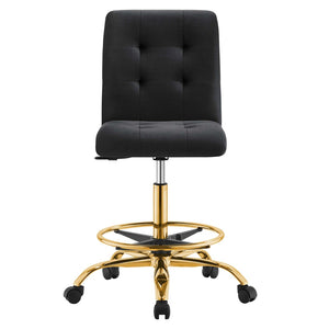 Modway Furniture Prim Armless Performance Velvet Drafting Chair – Modern Style, Adjustable Height, and Comfort Features Gold Black EEI-4977-GLD-BLK