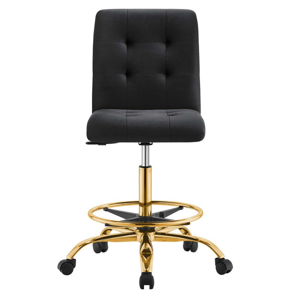 Modway Furniture Prim Armless Performance Velvet Drafting Chair – Modern Style, Adjustable Height, and Comfort Features Gold Black EEI-4977-GLD-BLK