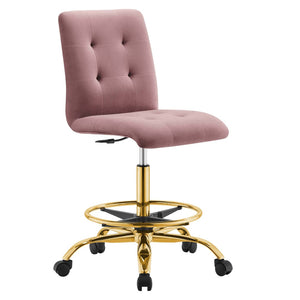 Modway Furniture Prim Armless Performance Velvet Drafting Chair – Modern Style, Adjustable Height, and Comfort Features Gold Dusty Rose EEI-4977-GLD-DUS