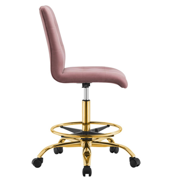 Modway Furniture Prim Armless Performance Velvet Drafting Chair – Modern Style, Adjustable Height, and Comfort Features Gold Dusty Rose EEI-4977-GLD-DUS