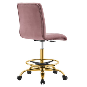 Modway Furniture Prim Armless Performance Velvet Drafting Chair – Modern Style, Adjustable Height, and Comfort Features Gold Dusty Rose EEI-4977-GLD-DUS