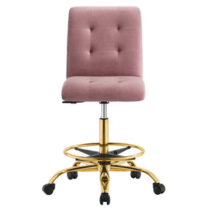 Modway Furniture Prim Armless Performance Velvet Drafting Chair – Modern Style, Adjustable Height, and Comfort Features Gold Dusty Rose EEI-4977-GLD-DUS