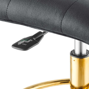 Modway Furniture Prim Armless Performance Velvet Drafting Chair – Modern Style, Adjustable Height, and Comfort Features Gold Gray EEI-4977-GLD-GRY