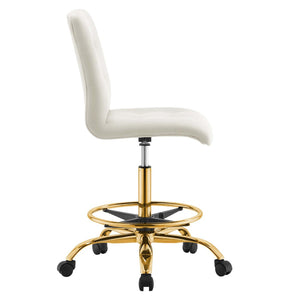Modway Furniture Prim Armless Performance Velvet Drafting Chair – Modern Style, Adjustable Height, and Comfort Features Gold Ivory EEI-4977-GLD-IVO