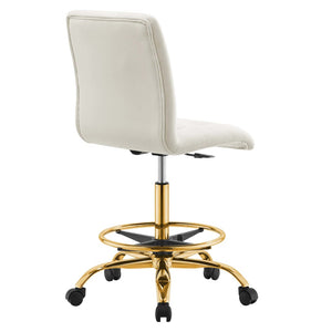 Modway Furniture Prim Armless Performance Velvet Drafting Chair – Modern Style, Adjustable Height, and Comfort Features Gold Ivory EEI-4977-GLD-IVO