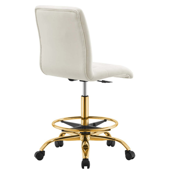 Modway Furniture Prim Armless Performance Velvet Drafting Chair – Modern Style, Adjustable Height, and Comfort Features Gold Ivory EEI-4977-GLD-IVO