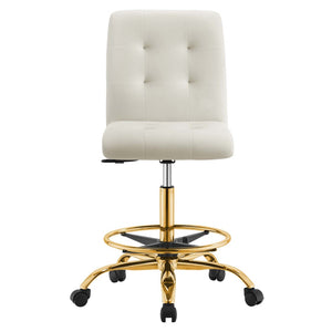 Modway Furniture Prim Armless Performance Velvet Drafting Chair – Modern Style, Adjustable Height, and Comfort Features Gold Ivory EEI-4977-GLD-IVO