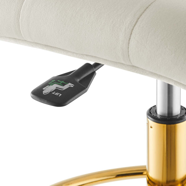 Modway Furniture Prim Armless Performance Velvet Drafting Chair – Modern Style, Adjustable Height, and Comfort Features Gold Ivory EEI-4977-GLD-IVO