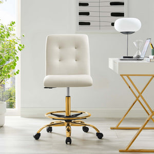 Modway Furniture Prim Armless Performance Velvet Drafting Chair – Modern Style, Adjustable Height, and Comfort Features Gold Ivory EEI-4977-GLD-IVO