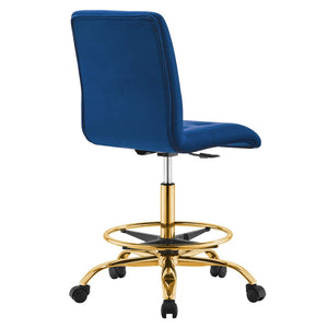 Modway Furniture Prim Armless Performance Velvet Drafting Chair – Modern Style, Adjustable Height, and Comfort Features Gold Navy EEI-4977-GLD-NAV