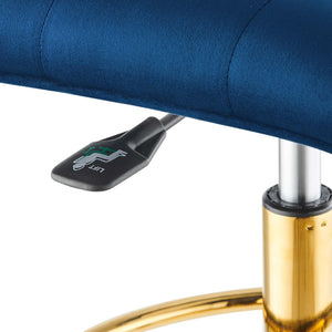 Modway Furniture Prim Armless Performance Velvet Drafting Chair – Modern Style, Adjustable Height, and Comfort Features Gold Navy EEI-4977-GLD-NAV