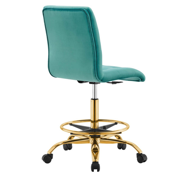 Modway Furniture Prim Armless Performance Velvet Drafting Chair – Modern Style, Adjustable Height, and Comfort Features Gold Teal EEI-4977-GLD-TEA