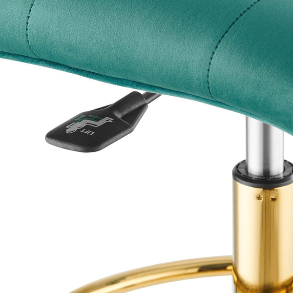 Modway Furniture Prim Armless Performance Velvet Drafting Chair – Modern Style, Adjustable Height, and Comfort Features Gold Teal EEI-4977-GLD-TEA