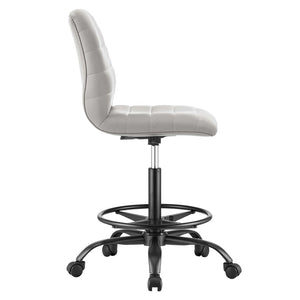 Modway Furniture Ripple Armless Vegan Leather Drafting Chair - Modern Ergonomic Design for Creative Workspaces Black Light Gray EEI-4978-BLK-LGR
