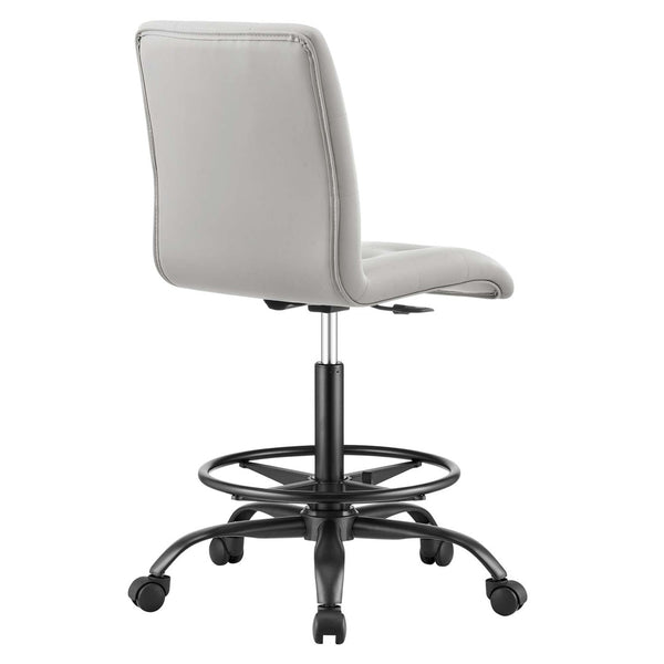 Modway Furniture Prim Armless Vegan Leather Drafting Chair – Stylish Comfort, Adjustable Height, Modern Design Excellence Black Light Gray EEI-4979-BLK-LGR