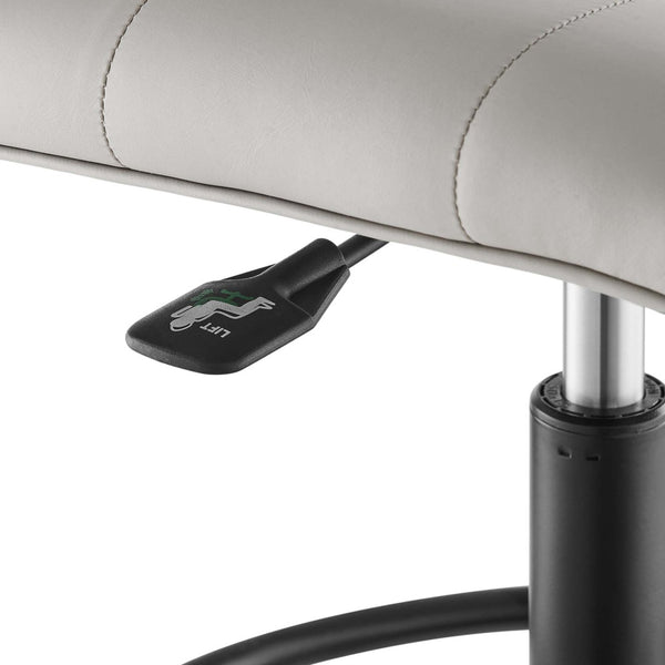 Modway Furniture Prim Armless Vegan Leather Drafting Chair – Stylish Comfort, Adjustable Height, Modern Design Excellence Black Light Gray EEI-4979-BLK-LGR