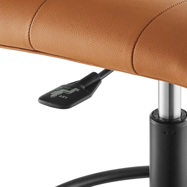 Modway Furniture Prim Armless Vegan Leather Drafting Chair – Stylish Comfort, Adjustable Height, Modern Design Excellence Black Tan EEI-4979-BLK-TAN