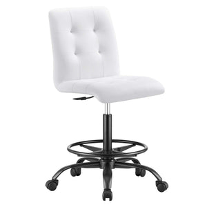 Modway Furniture Prim Armless Vegan Leather Drafting Chair – Stylish Comfort, Adjustable Height, Modern Design Excellence Black White EEI-4979-BLK-WHI