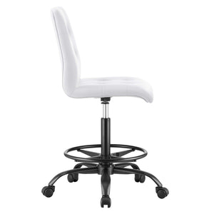 Modway Furniture Prim Armless Vegan Leather Drafting Chair – Stylish Comfort, Adjustable Height, Modern Design Excellence Black White EEI-4979-BLK-WHI