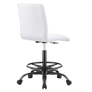 Modway Furniture Prim Armless Vegan Leather Drafting Chair – Stylish Comfort, Adjustable Height, Modern Design Excellence Black White EEI-4979-BLK-WHI
