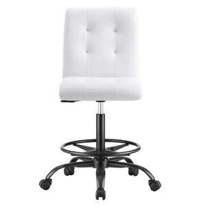 Modway Furniture Prim Armless Vegan Leather Drafting Chair – Stylish Comfort, Adjustable Height, Modern Design Excellence Black White EEI-4979-BLK-WHI