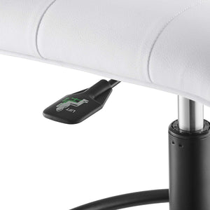 Modway Furniture Prim Armless Vegan Leather Drafting Chair – Stylish Comfort, Adjustable Height, Modern Design Excellence Black White EEI-4979-BLK-WHI