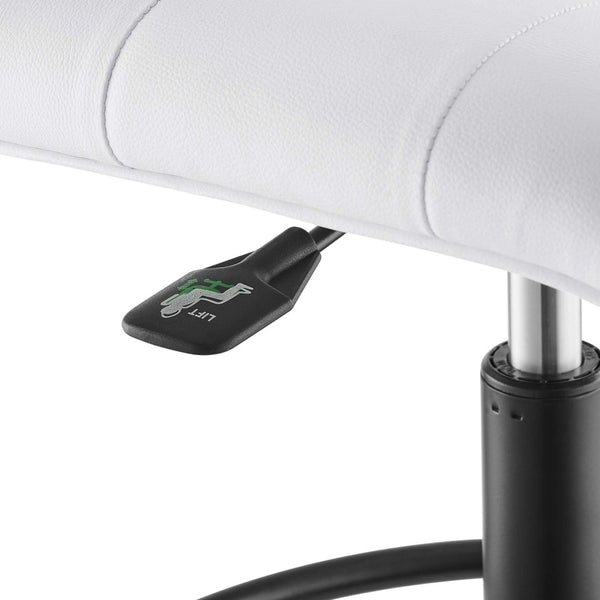 Modway Furniture Prim Armless Vegan Leather Drafting Chair – Stylish Comfort, Adjustable Height, Modern Design Excellence Black White EEI-4979-BLK-WHI