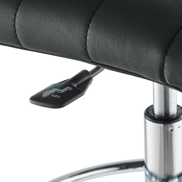 Modway Furniture Ripple Armless Vegan Leather Drafting Chair - Ergonomic Comfort, Sleek Chrome Frame, and Mobility Silver Black EEI-4980-SLV-BLK