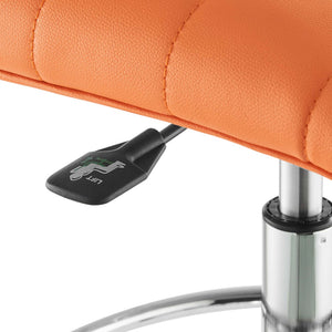 Modway Furniture Ripple Armless Vegan Leather Drafting Chair - Ergonomic Comfort, Sleek Chrome Frame, and Mobility Silver Orange EEI-4980-SLV-ORA