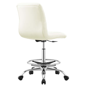 Modway Furniture Ripple Armless Vegan Leather Drafting Chair - Ergonomic Comfort, Sleek Chrome Frame, and Mobility Silver White EEI-4980-SLV-WHI