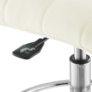 Modway Furniture Ripple Armless Vegan Leather Drafting Chair - Ergonomic Comfort, Sleek Chrome Frame, and Mobility Silver White EEI-4980-SLV-WHI