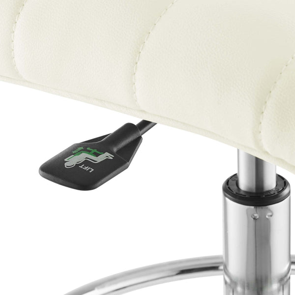 Modway Furniture Ripple Armless Vegan Leather Drafting Chair - Ergonomic Comfort, Sleek Chrome Frame, and Mobility Silver White EEI-4980-SLV-WHI