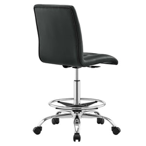 Modway Furniture Prim Armless Vegan Leather Drafting Chair - Ergonomic Comfort for Modern Workspaces & Studios Silver Black EEI-4981-SLV-BLK