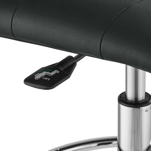 Modway Furniture Prim Armless Vegan Leather Drafting Chair - Ergonomic Comfort for Modern Workspaces & Studios Silver Black EEI-4981-SLV-BLK