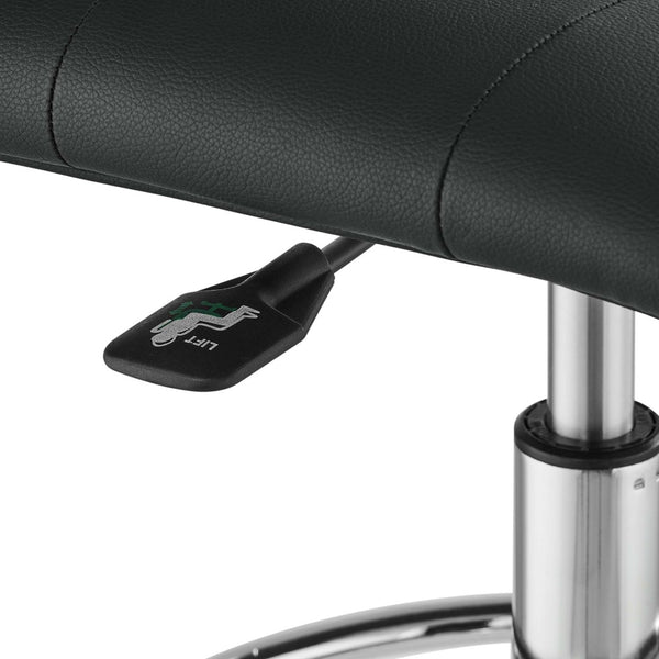 Modway Furniture Prim Armless Vegan Leather Drafting Chair - Ergonomic Comfort for Modern Workspaces & Studios Silver Black EEI-4981-SLV-BLK