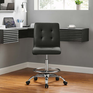 Modway Furniture Prim Armless Vegan Leather Drafting Chair - Ergonomic Comfort for Modern Workspaces & Studios Silver Black EEI-4981-SLV-BLK