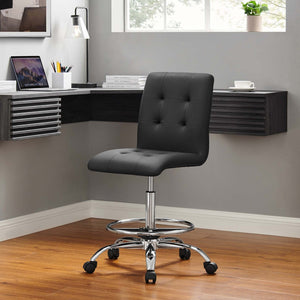 Modway Furniture Prim Armless Vegan Leather Drafting Chair - Ergonomic Comfort for Modern Workspaces & Studios Silver Black EEI-4981-SLV-BLK