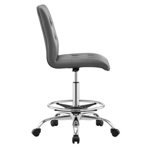 Modway Furniture Prim Armless Vegan Leather Drafting Chair - Ergonomic Comfort for Modern Workspaces & Studios Silver Gray EEI-4981-SLV-GRY